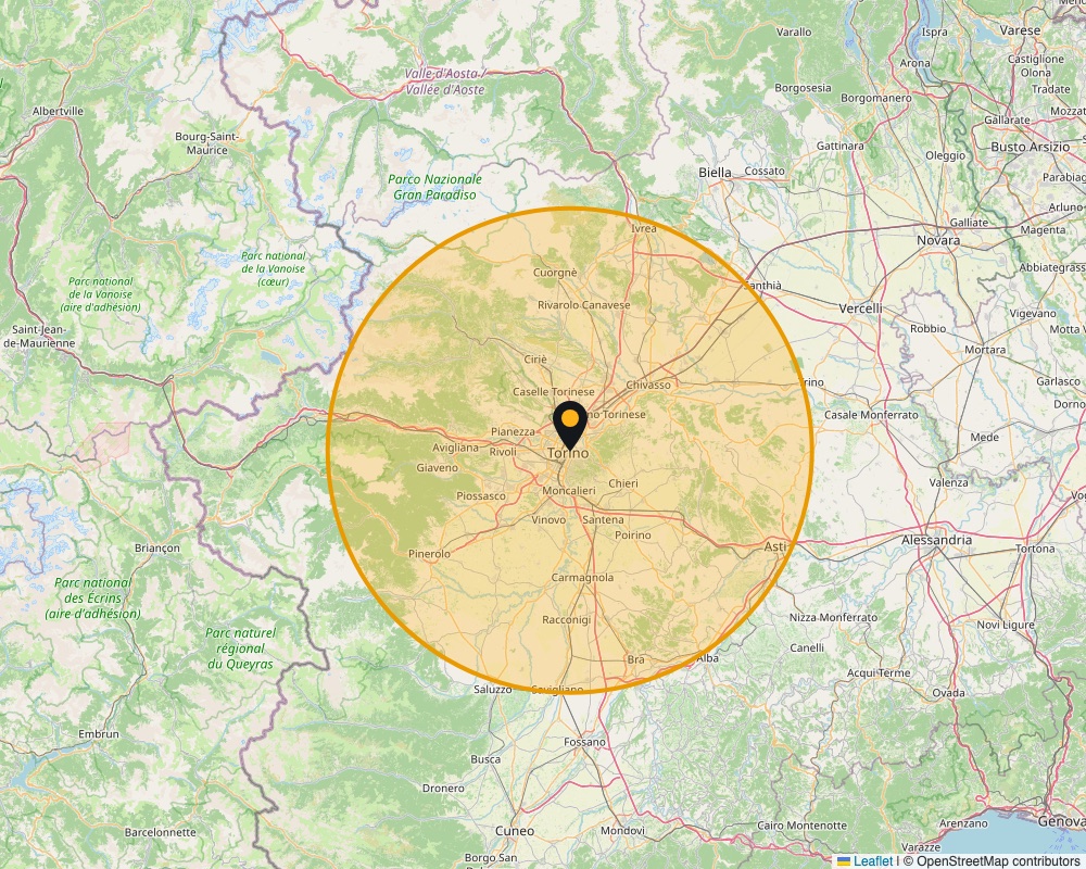 Mappa della zona servita: Torino e Città metropolitana